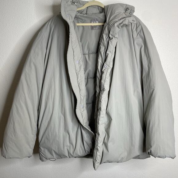 Gap Hooded Oversized Parka Jacket Mens XL Silver - Picture 6 of 11
